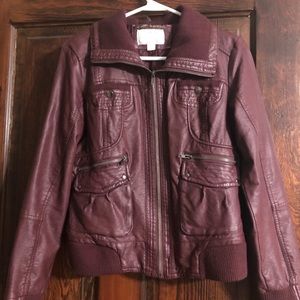 Faux leather jacket.